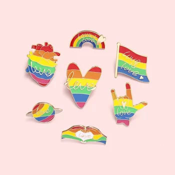 Pin Club | Rainbow Heart е любов брошка емайл мода раници дрехи аксесоар ЛГБТ флаг бижута подаръци за приятел на едро